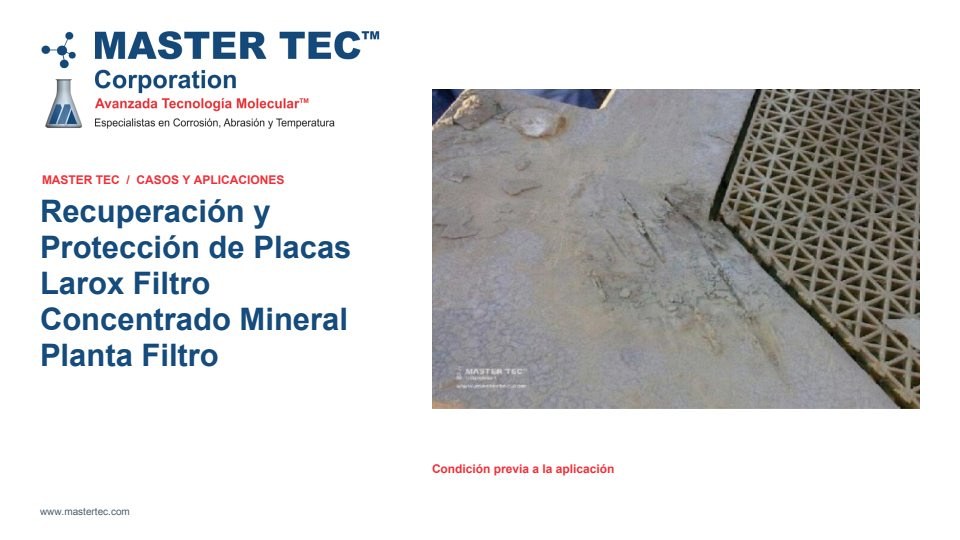 Portada - Placas Larox Filtro Concentrado Mineral