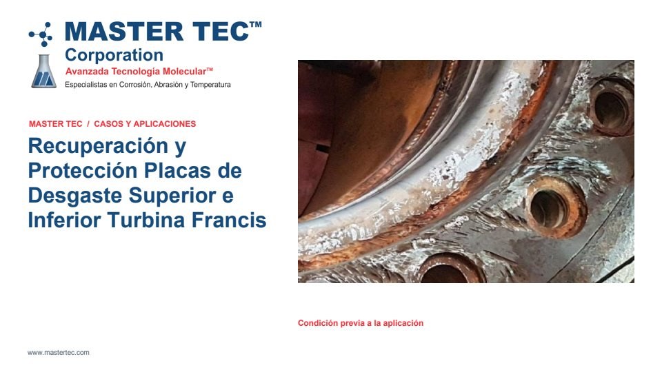 Portada - Recuperación y Protección Placas Desgaste Superior e Inferior Turbina Francis